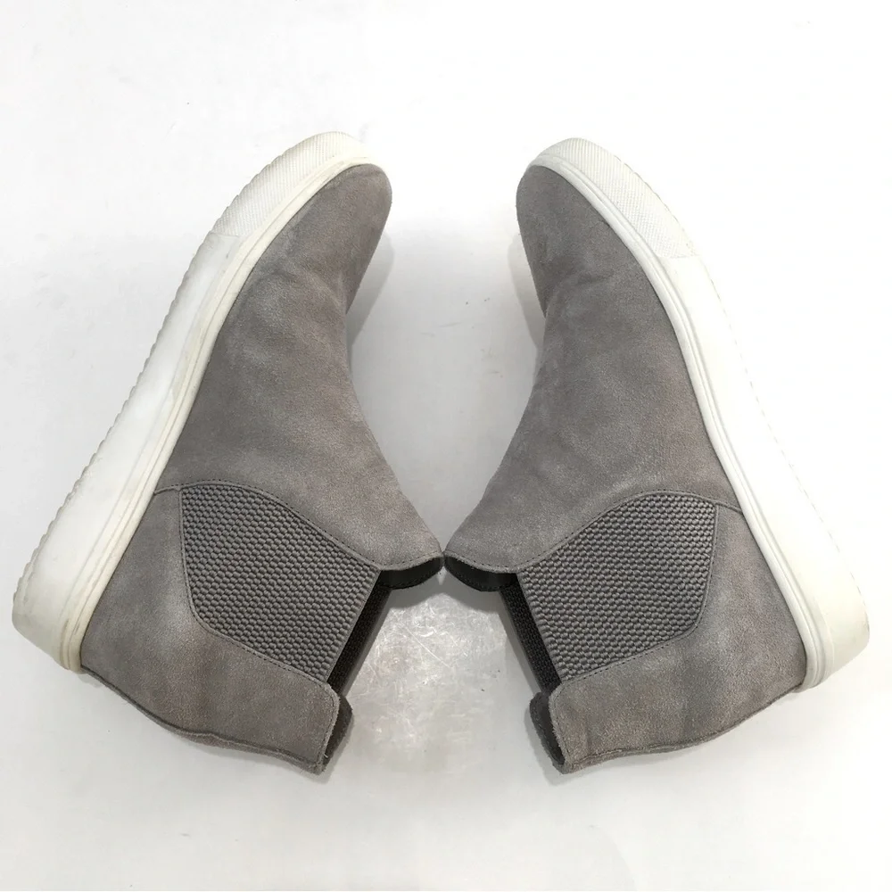 Steve Madden Sultan Gray Suede Leather slip on Chelsea platform Wedge Sneakers